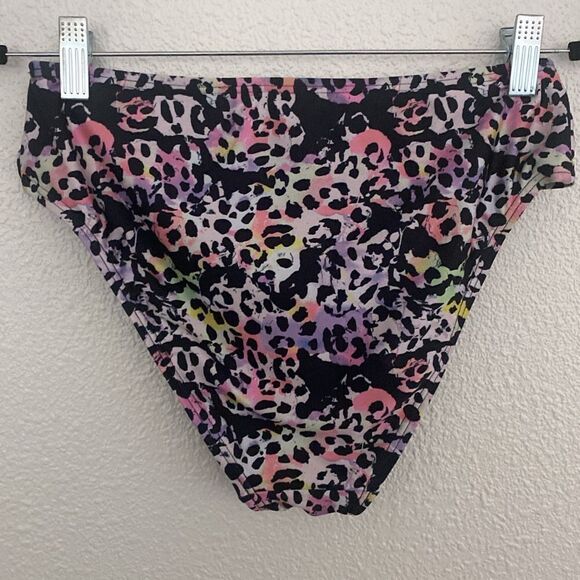 NWT-NY&C Swimwear- purple Leopard-Print High-Waisted Bikini Bottom - Size Medium - Picture 8 of 10